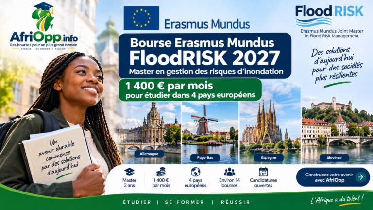 Bourse Erasmus Mundus FloodRISK 2027 : 1 400 € par mois pour étudier dans 4 pays européens