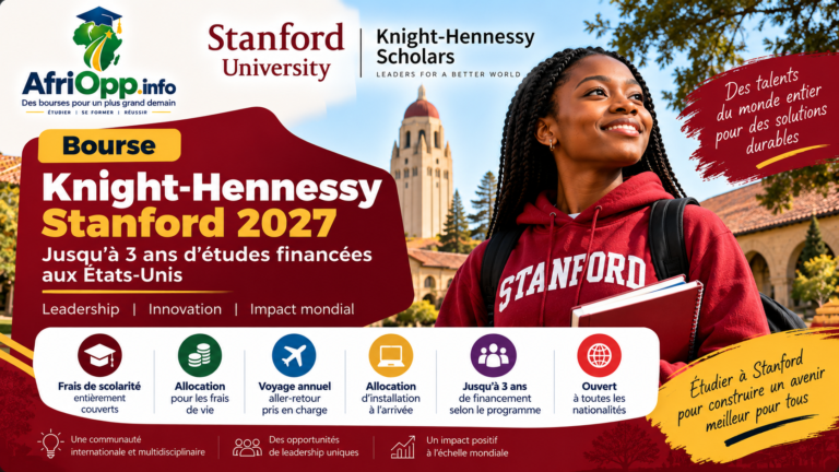 Bourse Knight-Hennessy Stanford 2027 : jusqu’à 3 ans d’études financées aux États-Unis